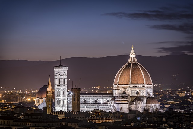 Florence Skyline Night UNESCO Travel Italy