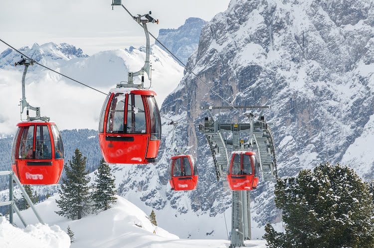 Ski Cable Cars Snow Alta Badia Travel Italy Dolomites