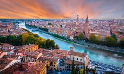 Verona View Sunset Italy Travel